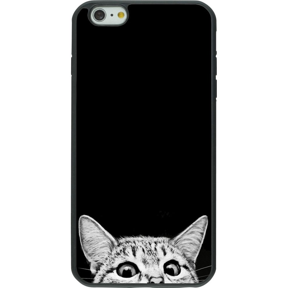 Coque iPhone 6 Plus / 6s Plus - Silicone rigide noir Cat Looking Up Black