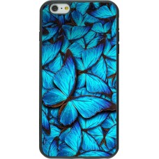 Coque iPhone 6 Plus / 6s Plus - Silicone rigide noir Papillon - Bleu