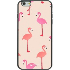 Hülle iPhone 6 Plus / 6s Plus - Silikon schwarz Pink Flamingos Pattern