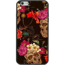 Hülle iPhone 6 Plus / 6s Plus - Silikon schwarz Skulls and flowers