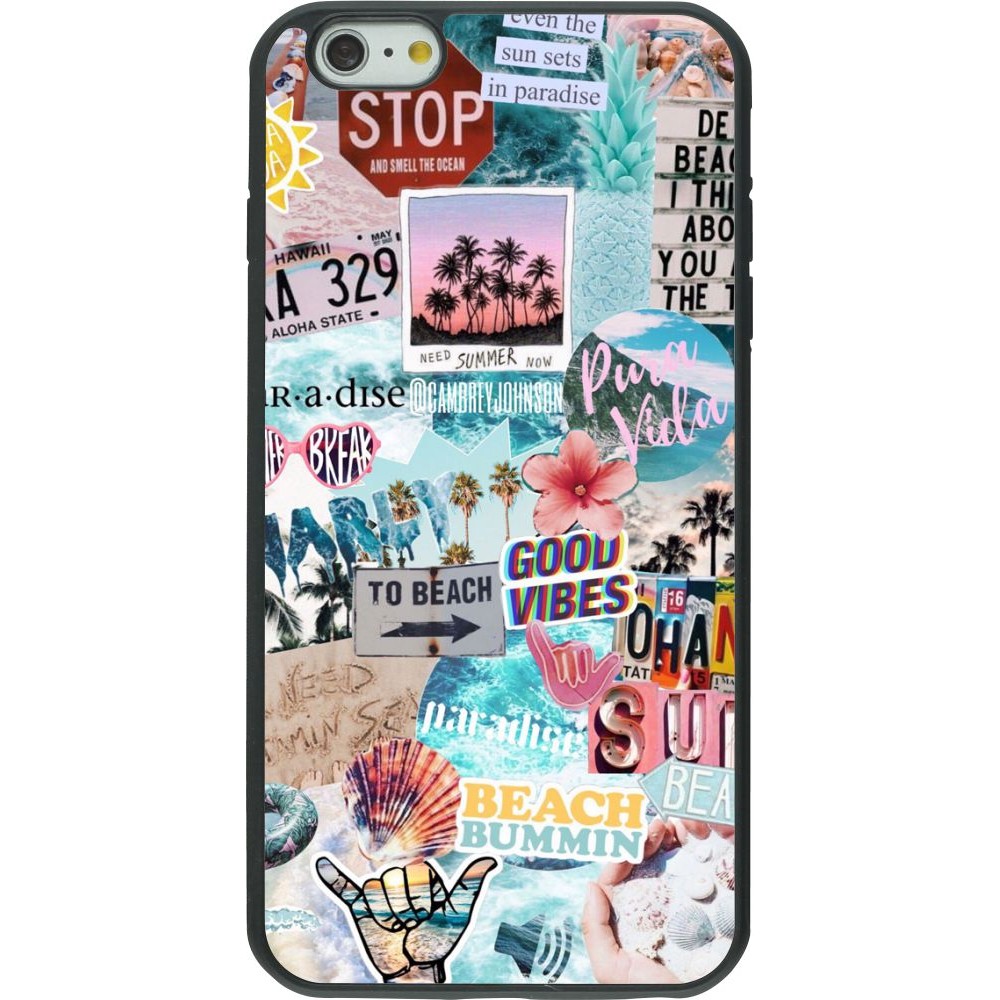 Coque iPhone 6 Plus / 6s Plus - Silicone rigide noir Summer 20 collage