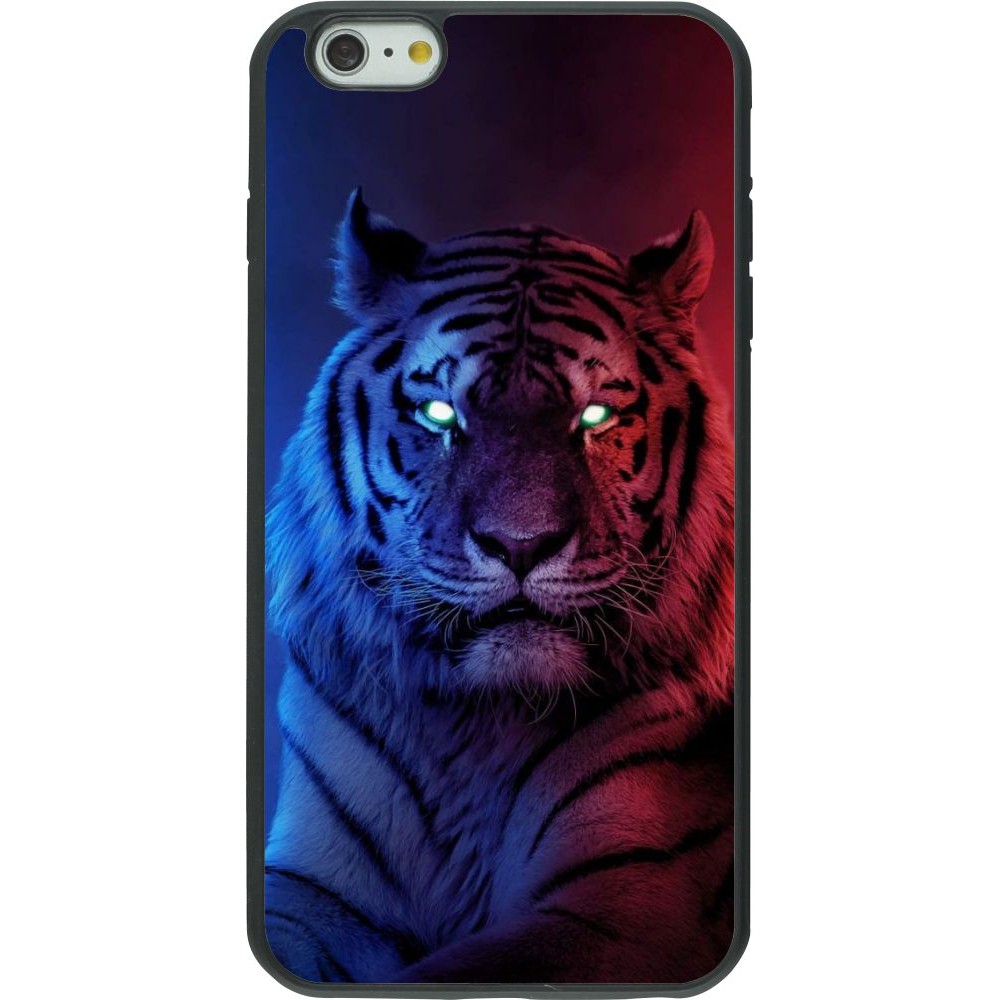 Coque iPhone 6 Plus / 6s Plus - Silicone rigide noir Tiger Blue Red