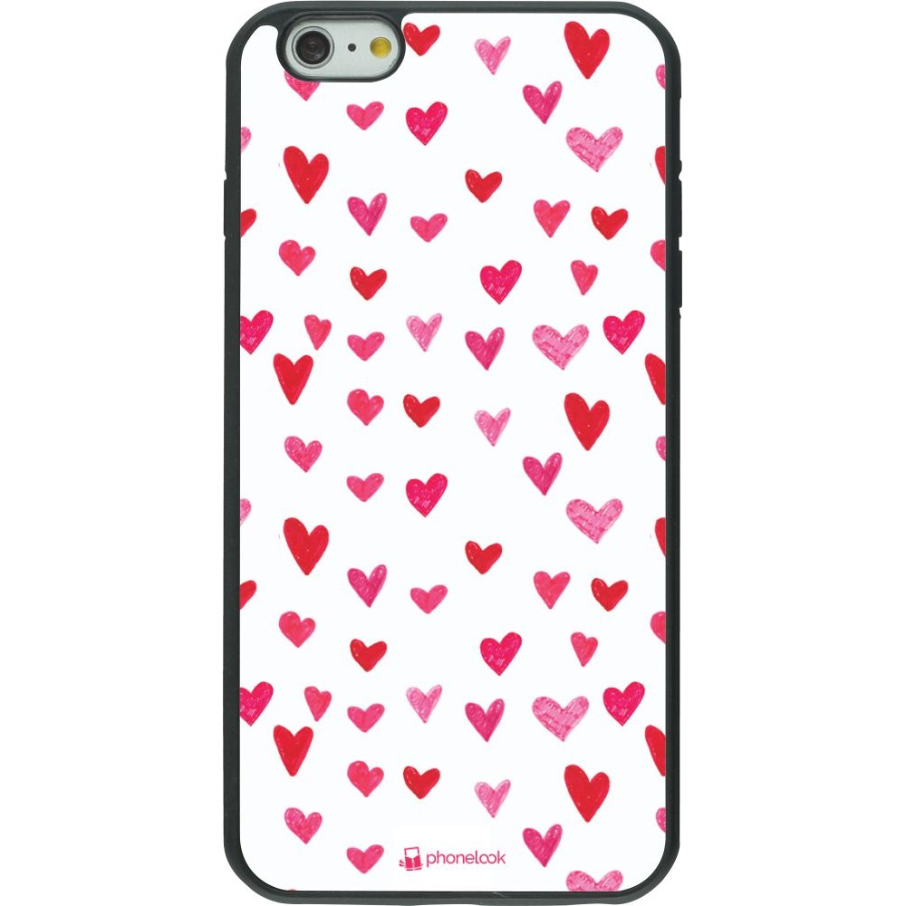 Coque iPhone 6 Plus / 6s Plus - Silicone rigide noir Valentine 2022 Many pink hearts