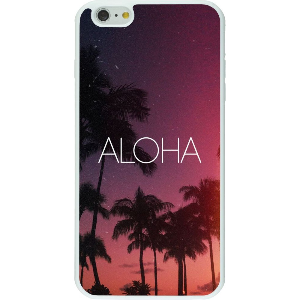 Hülle iPhone 6 Plus / 6s Plus - Silikon weiss Aloha Sunset Palms