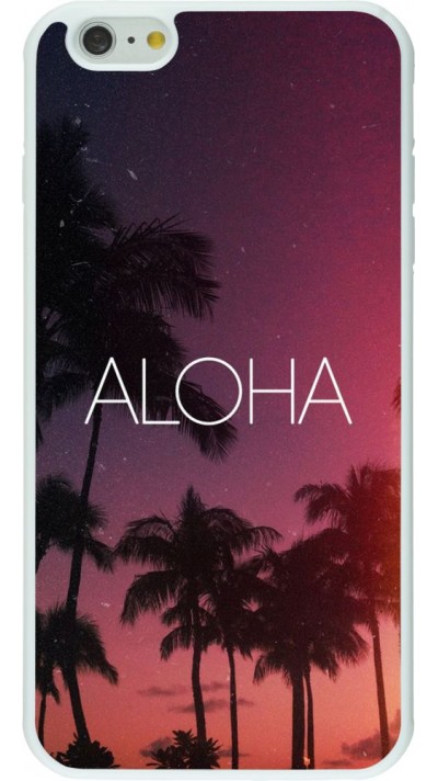 Coque iPhone 6 Plus / 6s Plus - Silicone rigide blanc Aloha Sunset Palms