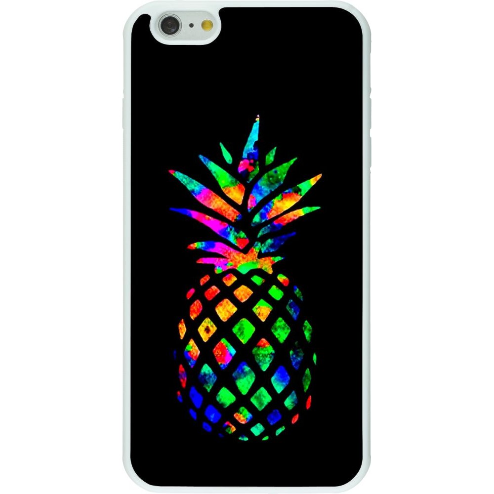 Coque iPhone 6 Plus / 6s Plus - Silicone rigide blanc Ananas Multi-colors