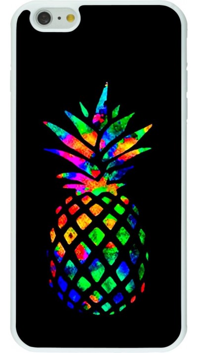 Coque iPhone 6 Plus / 6s Plus - Silicone rigide blanc Ananas Multi-colors