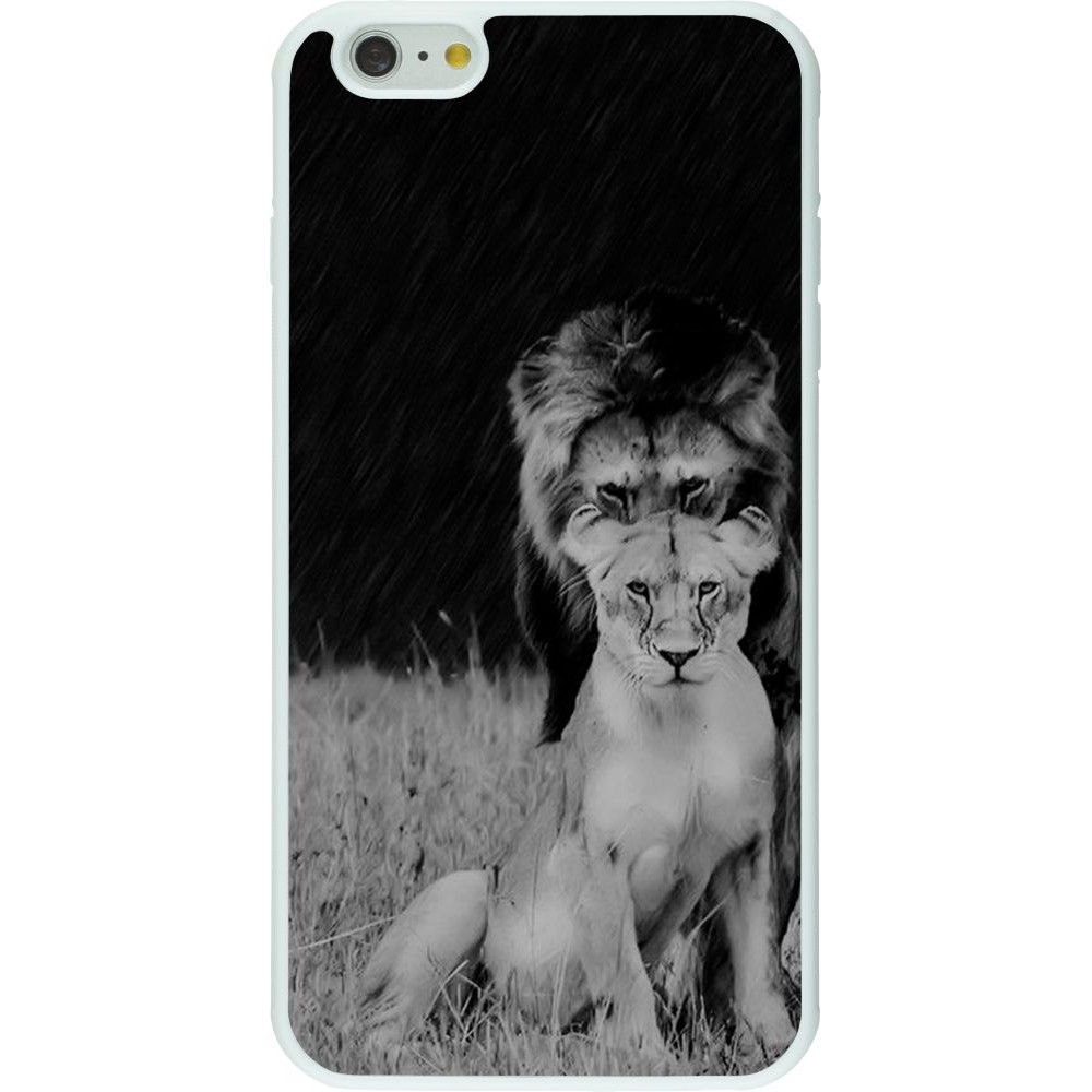 Hülle iPhone 6 Plus / 6s Plus - Silikon weiss Angry lions