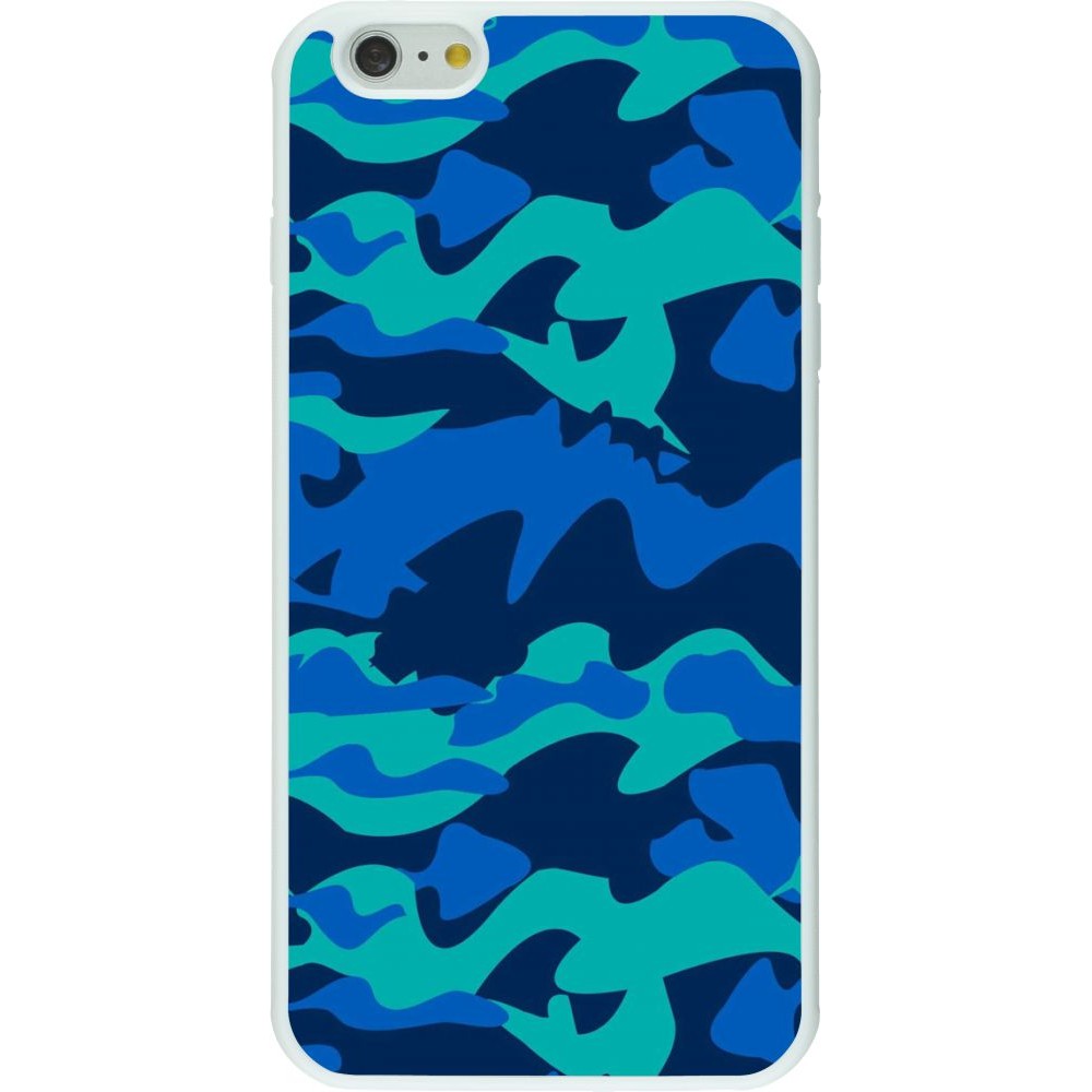 Hülle iPhone 6 Plus / 6s Plus - Silikon weiss Camo Blue