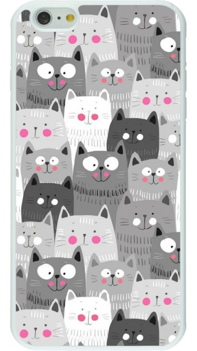 Coque iPhone 6 Plus / 6s Plus - Silicone rigide blanc Chats gris troupeau