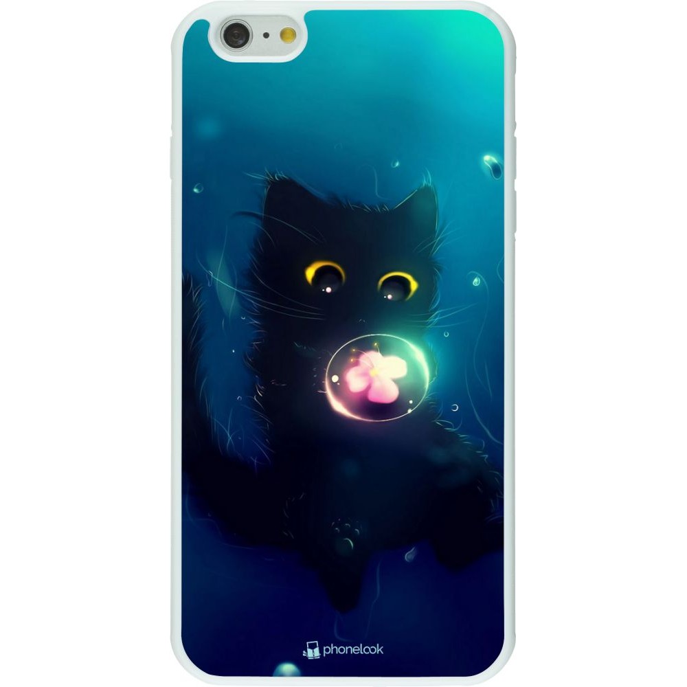 Coque iPhone 6 Plus / 6s Plus - Silicone rigide blanc Cute Cat Bubble