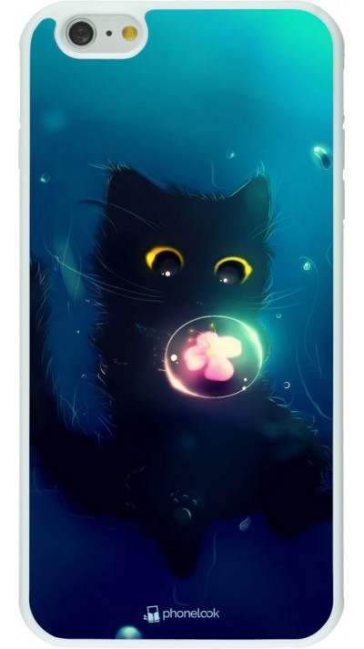 Coque iPhone 6 Plus / 6s Plus - Silicone rigide blanc Cute Cat Bubble
