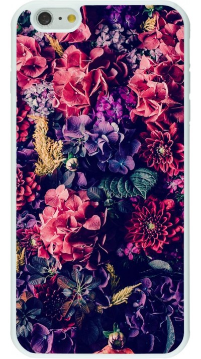 Hülle iPhone 6 Plus / 6s Plus - Silikon weiss Flowers Dark