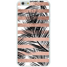 Coque iPhone 6 Plus / 6s Plus - Silicone rigide blanc Palm trees gold stripes