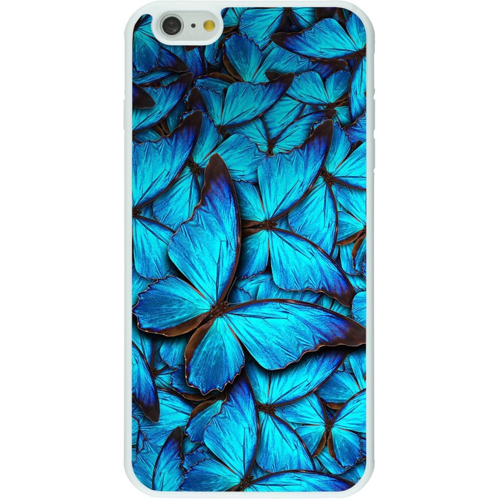 Hülle iPhone 6 Plus / 6s Plus - Silikon weiss Papillon - Bleu