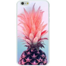 Hülle iPhone 6 Plus / 6s Plus - Silikon weiss Purple Pink Pineapple