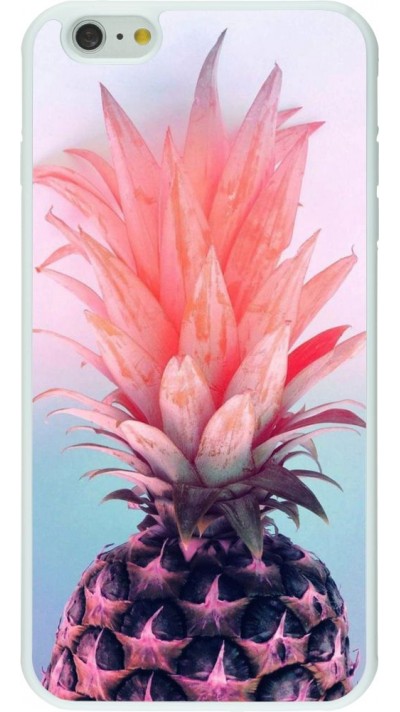 Hülle iPhone 6 Plus / 6s Plus - Silikon weiss Purple Pink Pineapple