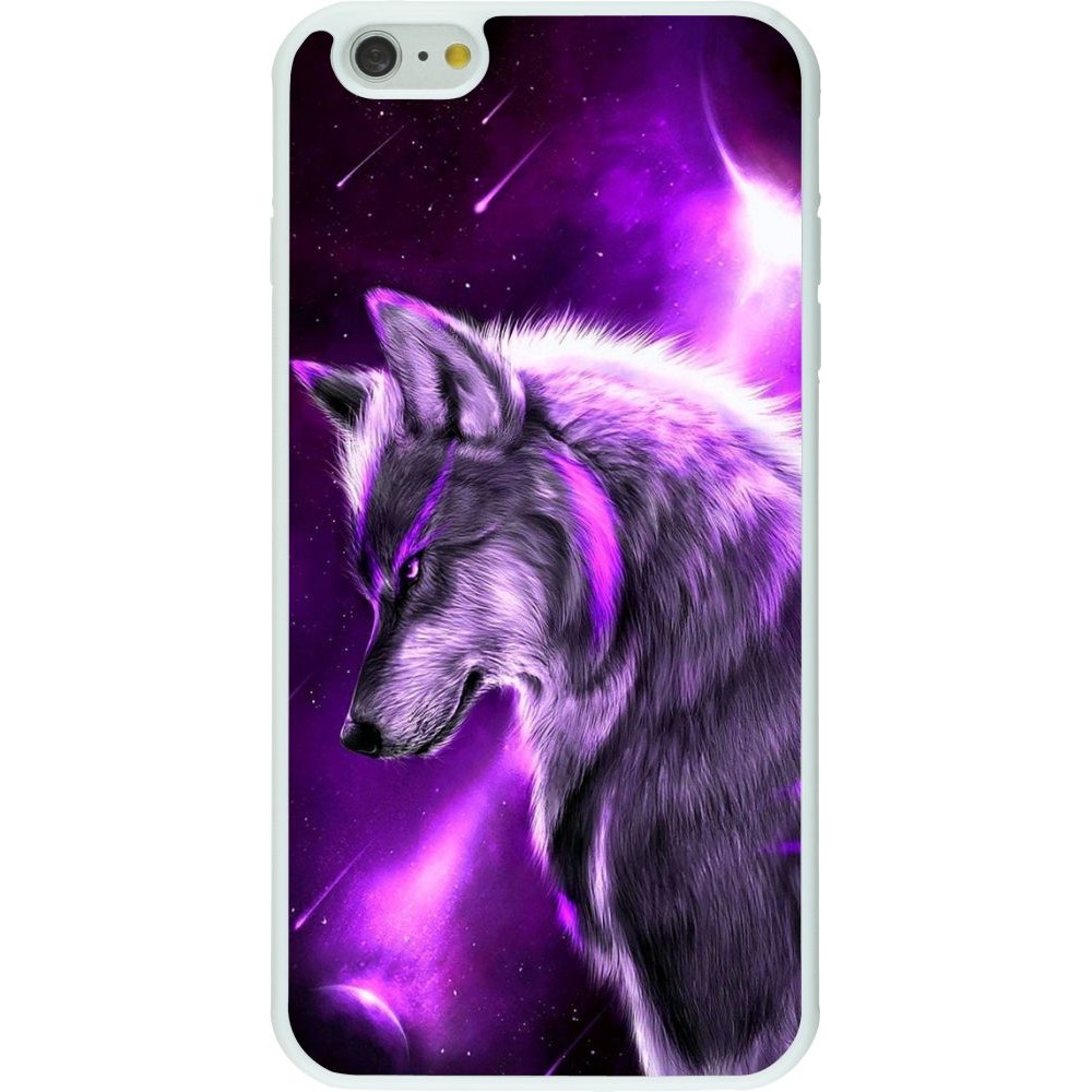 Hülle iPhone 6 Plus / 6s Plus - Silikon weiss Purple Sky Wolf