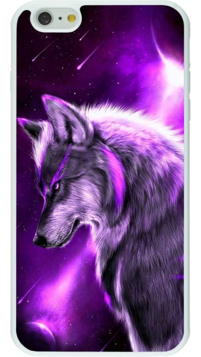 Hülle iPhone 6 Plus / 6s Plus - Silikon weiss Purple Sky Wolf