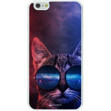 Hülle iPhone 6 Plus / 6s Plus - Silikon weiss Red Blue Cat Glasses