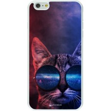 Coque iPhone 6 Plus / 6s Plus - Silicone rigide blanc Red Blue Cat Glasses