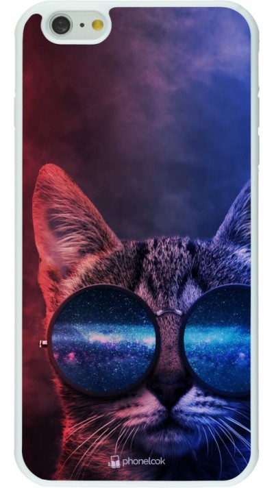 Hülle iPhone 6 Plus / 6s Plus - Silikon weiss Red Blue Cat Glasses