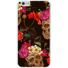Coque iPhone 6 Plus / 6s Plus - Silicone rigide blanc Skulls and flowers