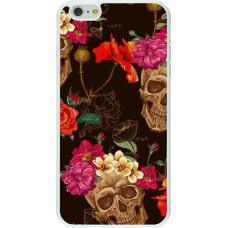 Coque iPhone 6 Plus / 6s Plus - Silicone rigide blanc Skulls and flowers