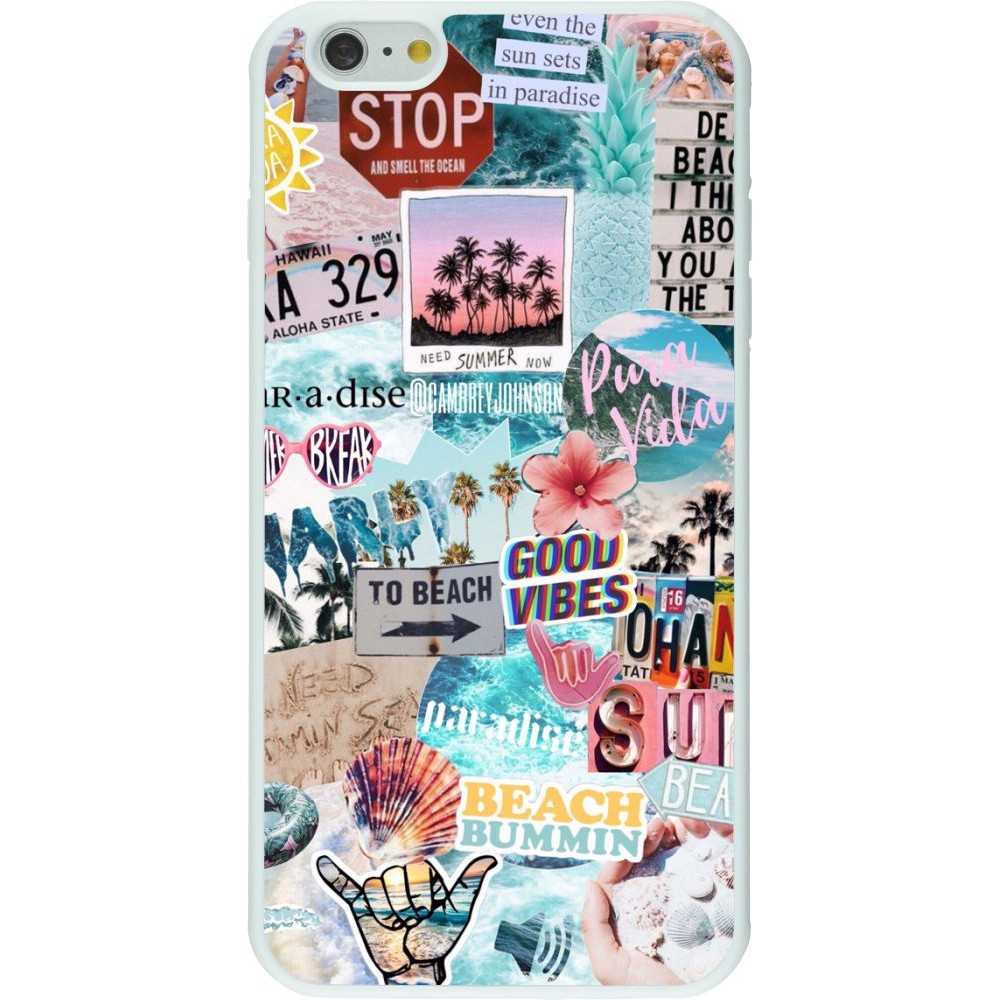 Coque iPhone 6 Plus / 6s Plus - Silicone rigide blanc Summer 20 collage