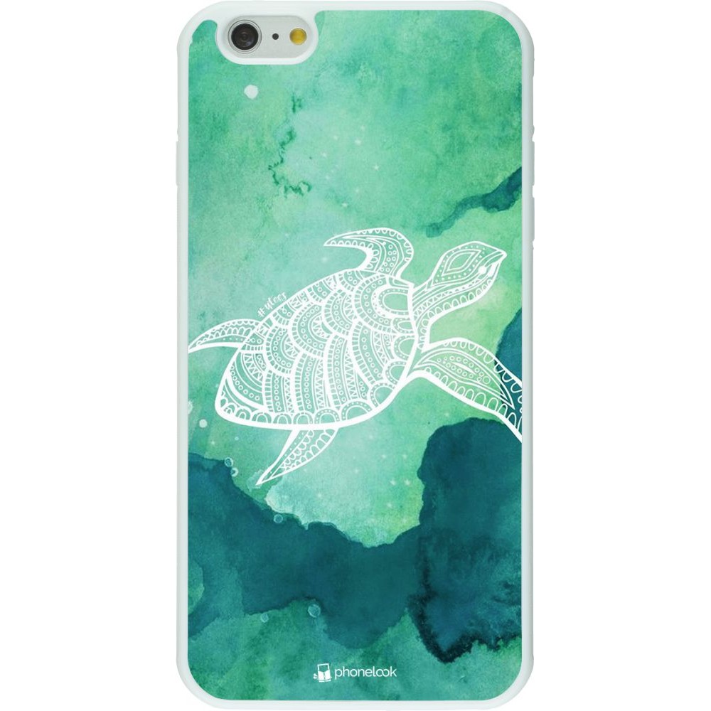 Coque iPhone 6 Plus / 6s Plus - Silicone rigide blanc Turtle Aztec Watercolor