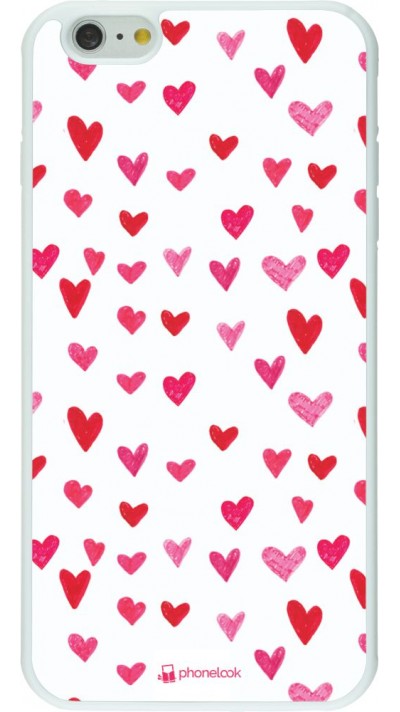 Coque iPhone 6 Plus / 6s Plus - Silicone rigide blanc Valentine 2022 Many pink hearts