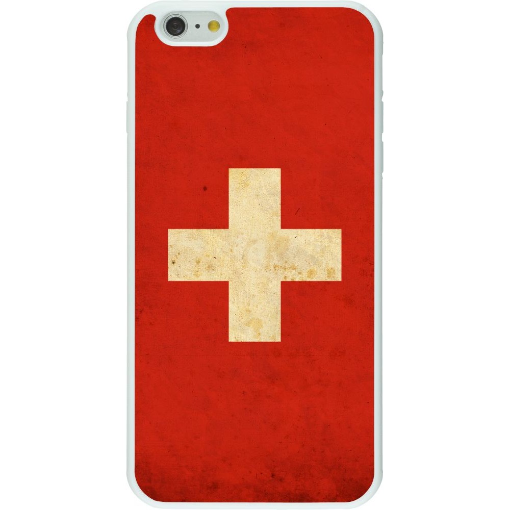 Coque iPhone 6 Plus / 6s Plus - Silicone rigide blanc Vintage Flag SWISS