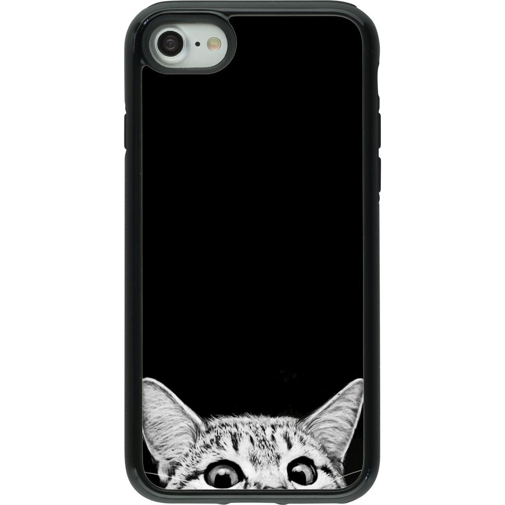 Coque iPhone 7 / 8 / SE (2020, 2022) - Hybrid Armor noir Cat Looking Up Black