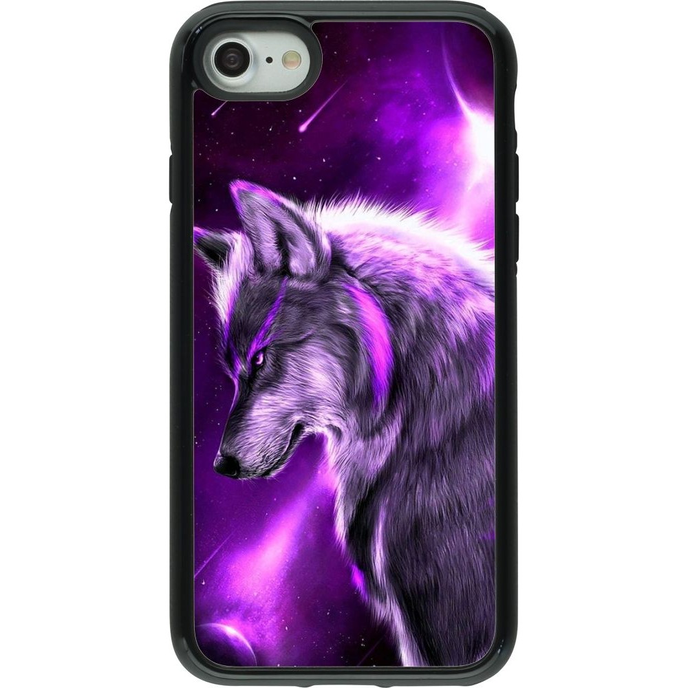 Hülle iPhone 7 / 8 / SE (2020, 2022) - Hybrid Armor schwarz Purple Sky Wolf