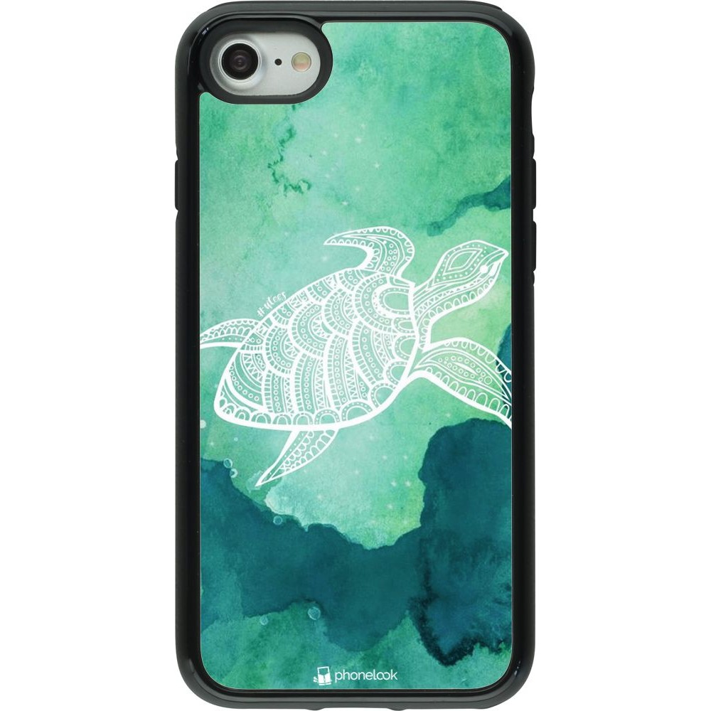 Coque iPhone 7 / 8 / SE (2020, 2022) - Hybrid Armor noir Turtle Aztec Watercolor