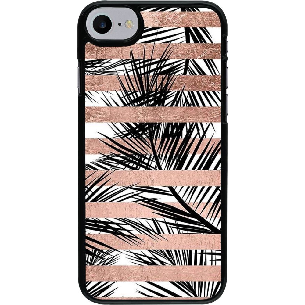 Coque iPhone 7 / 8 / SE (2020, 2022) - Palm trees gold stripes