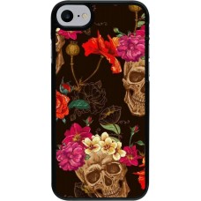 Coque iPhone 7 / 8 / SE (2020, 2022) - Skulls and flowers