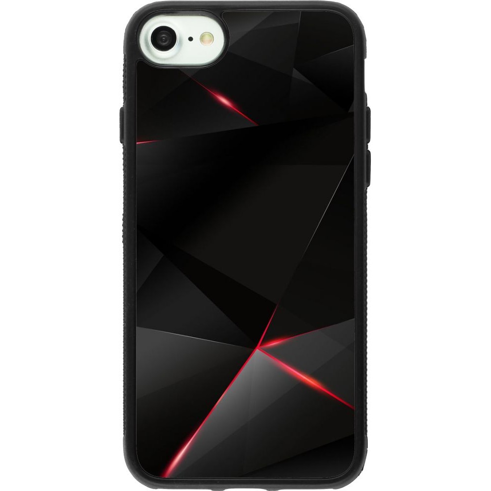Coque iPhone 7 / 8 / SE (2020, 2022) - Silicone rigide noir Black Red Lines