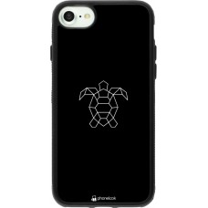 Coque iPhone 7 / 8 / SE (2020, 2022) - Silicone rigide noir Turtles lines on black