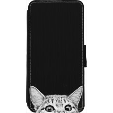 Coque iPhone 7 / 8 / SE (2020, 2022) - Wallet noir Cat Looking Up Black