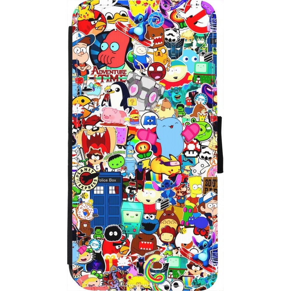 Coque iPhone 7 / 8 / SE (2020, 2022) - Wallet noir Mixed cartoons