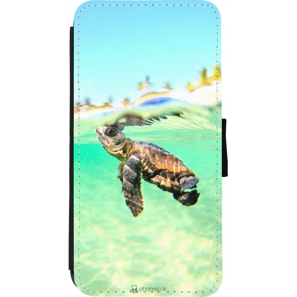 Coque iPhone 7 / 8 / SE (2020, 2022) - Wallet noir Turtle Underwater