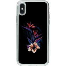 Coque iPhone X / Xs - Gel transparent Dark Flowers