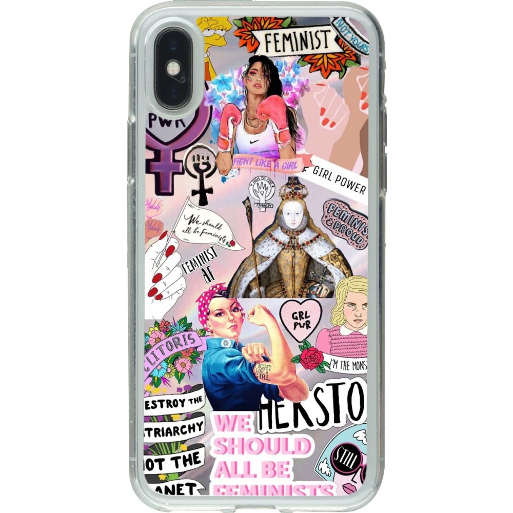 Coque iPhone X / Xs - Gel transparent Girl Power Collage