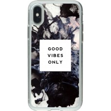 Coque iPhone X / Xs - Gel transparent Marble Good Vibes Only