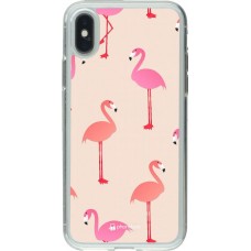 Coque iPhone X / Xs - Gel transparent Pink Flamingos Pattern