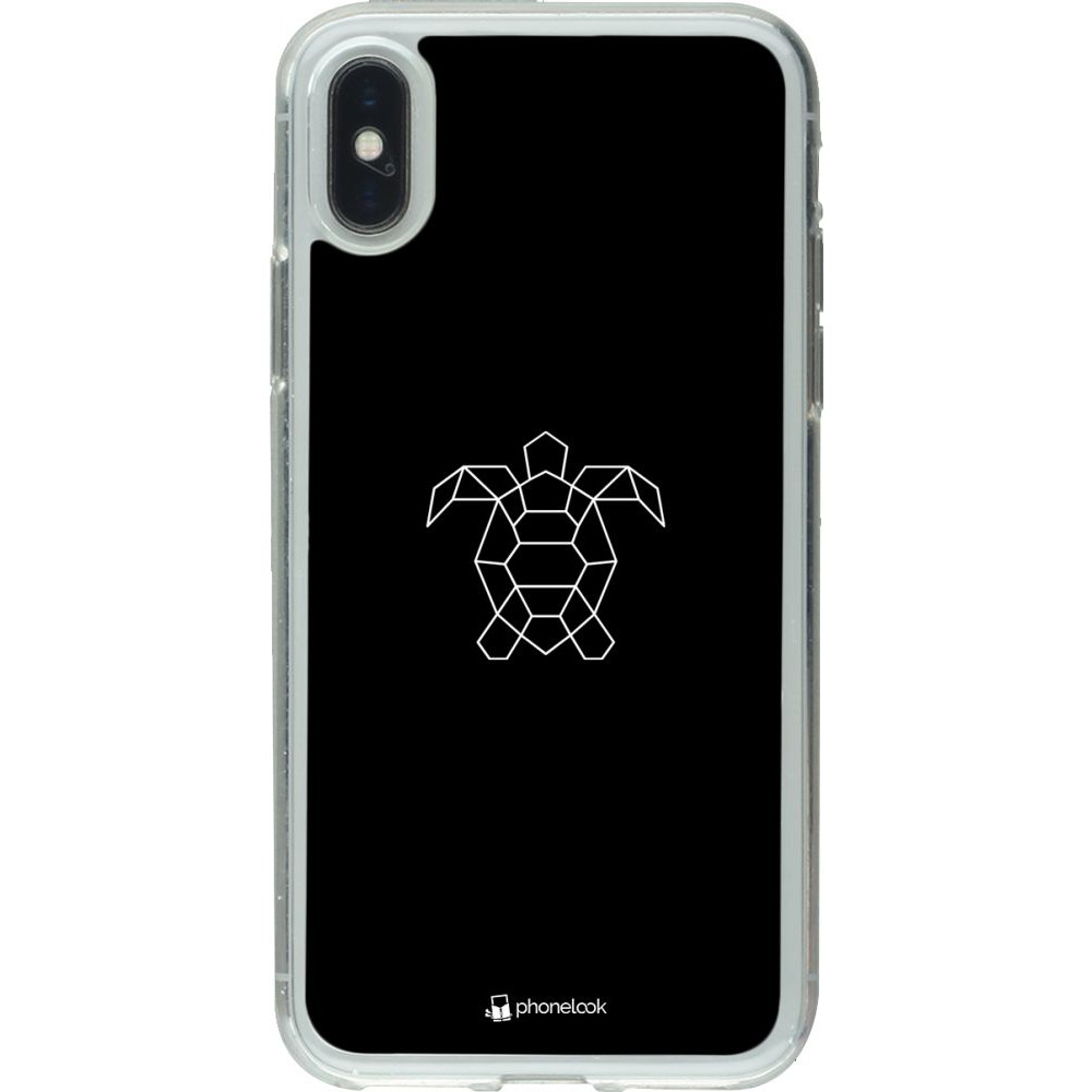 Coque iPhone X / Xs - Gel transparent Turtles lines on black