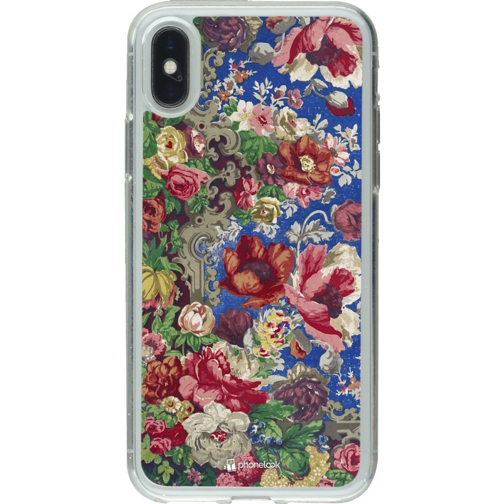 Coque iPhone X / Xs - Gel transparent Vintage Art Flowers