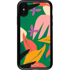 Coque iPhone X / Xs - Hybrid Armor noir Abstract Jungle