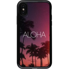 Coque iPhone X / Xs - Hybrid Armor noir Aloha Sunset Palms